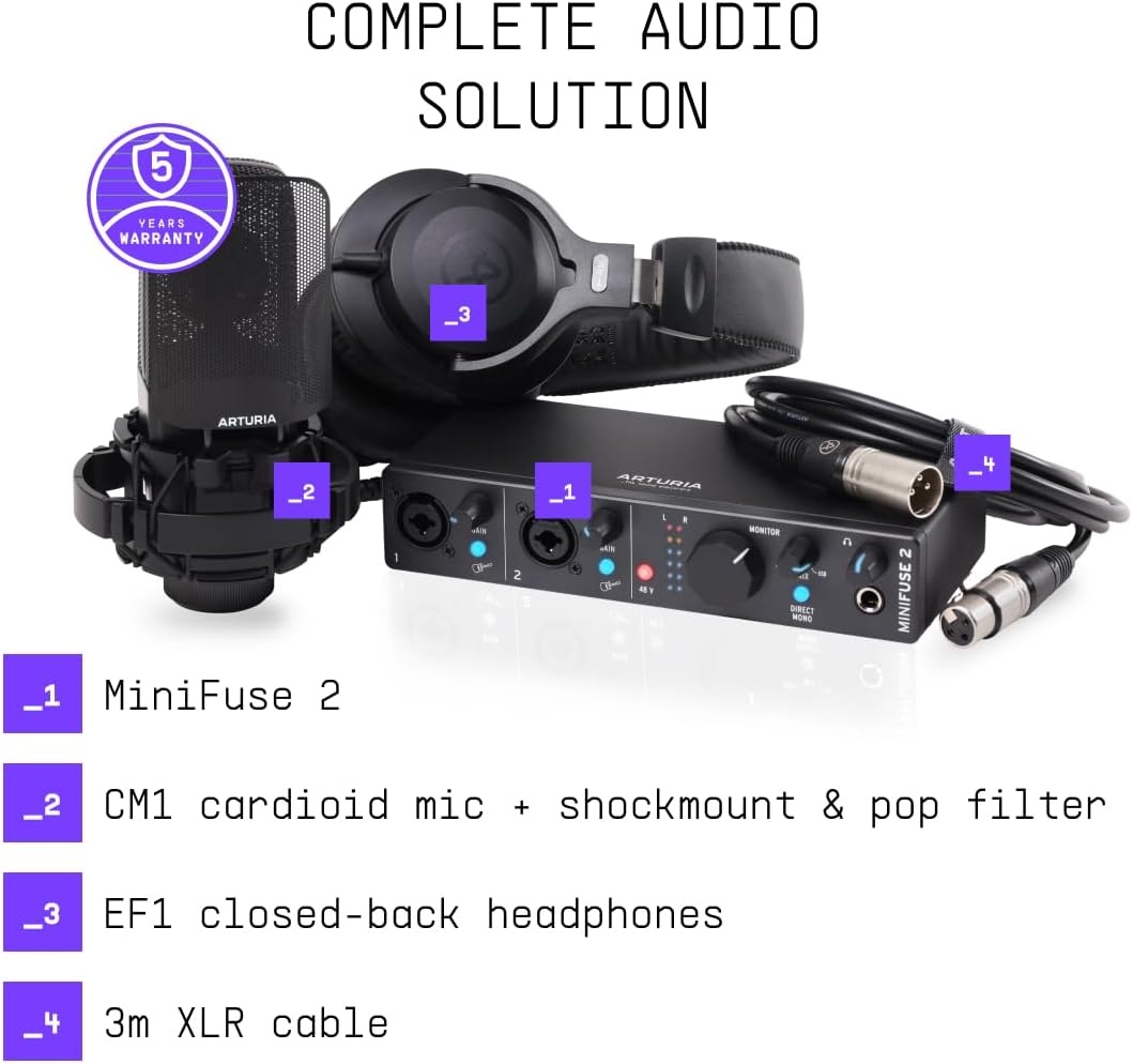 image:imageArturia MiniFuse USB Audio amp MIDI Interface MiniFuse Recording Pack Record voice guitar and synths bestinclass sound specs pair with any microphone Ableton Live Lite 5year warrantyBlack