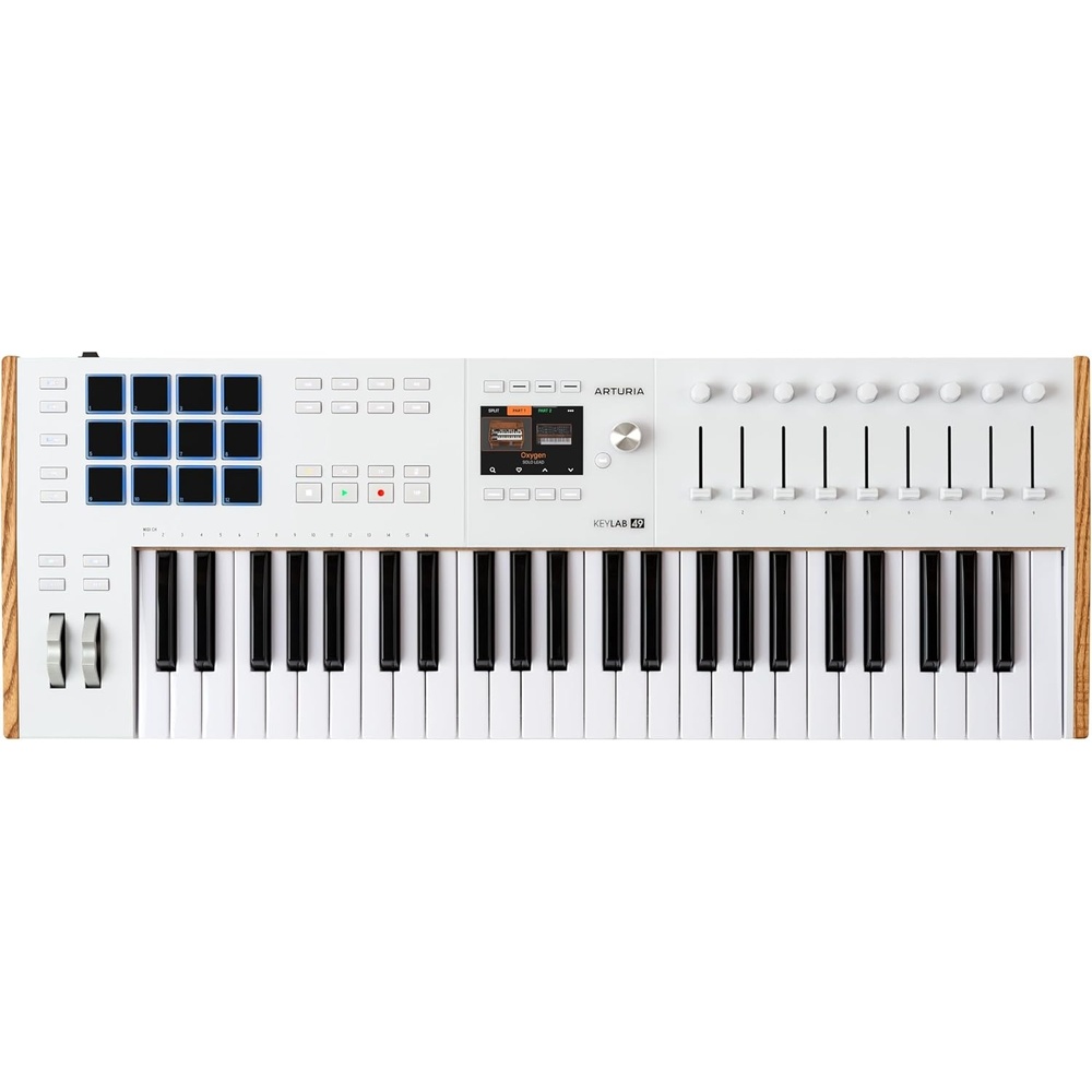 image:imageArturia KeyLab mk3 USB MIDI Keyboard Controller 61 Key  Black  Keys with aftertouch 12 pressuresensitive performance pads nine assignable encoders sustain and auxiliary pedal inputsWhite