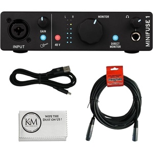Arturia MiniFuse 2 Portable 2×2 USB Type-C Audio/MIDI Interface | White Bundle with 20ft XLR Cable + Microfiber Cleaning Cloth (3 Items)(Black)