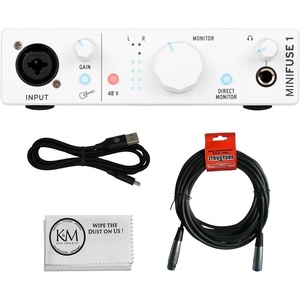 Arturia MiniFuse 2 Portable 2×2 USB Type-C Audio/MIDI Interface | White Bundle with 20ft XLR Cable + Microfiber Cleaning Cloth (3 Items)(White)