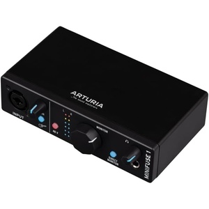 Arturia MiniFuse USB Audio & MIDI Interface, MiniFuse 2 | Record voice guitar and synths, best-in-class sound specs, pair with any microphone, Ableton Live Lite, 5-year warranty(Black)