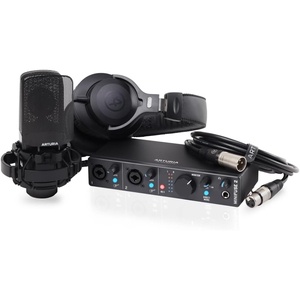 Arturia MiniFuse USB Audio & MIDI Interface, MiniFuse Recording Pack | Record voice guitar and synths, best-in-class sound specs, pair with any microphone, Ableton Live Lite, 5-year warranty(Black)