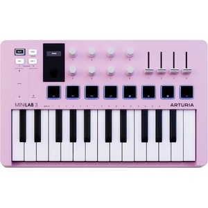 Arturia MiniLab 37 MIDI Keyboard Controller | Slim expanded keybed for two-handed play, DAW-integrated pads and faders, real-time mini display, arpeggiator and Chord mode(Rose Quartz)